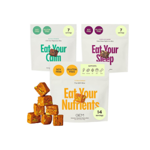 GEM Bite Complete Routine Variety Pack with Daily Multivitamin (14 Bites), Chill-Out Calm (7 Chews) & Deep Sleep Aid (7 Chews) | Supports Gut, Skin, Brain, Bone, Sleep, Immunity